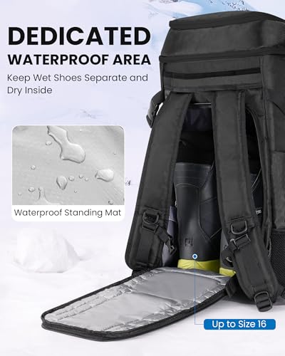 OutdoorMaster Ski Boot Bag, 65L Snowboard Boots Travel Backpack for Helmet, Ski Shoes, Goggles, Gloves, and Accessories, Waterproof Exterior & Bottom - Image 5