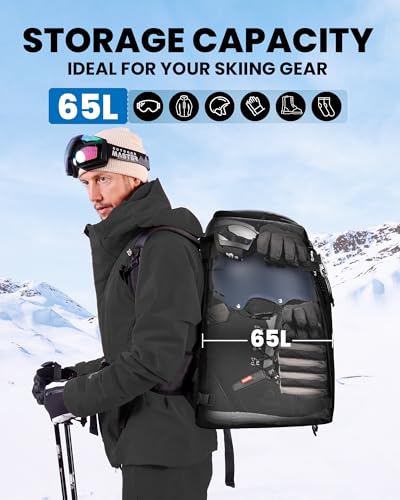 OutdoorMaster Ski Boot Bag, 65L Snowboard Boots Travel Backpack for Helmet, Ski Shoes, Goggles, Gloves, and Accessories, Waterproof Exterior & Bottom - Image 3