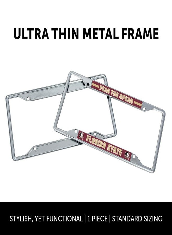Desert Cactus Florida State University License Plate Frame Seminoles FSU Holder for Front or Back of Car Metal Car Tag Holder Officially Licensed (Slogan 2) - Image 2