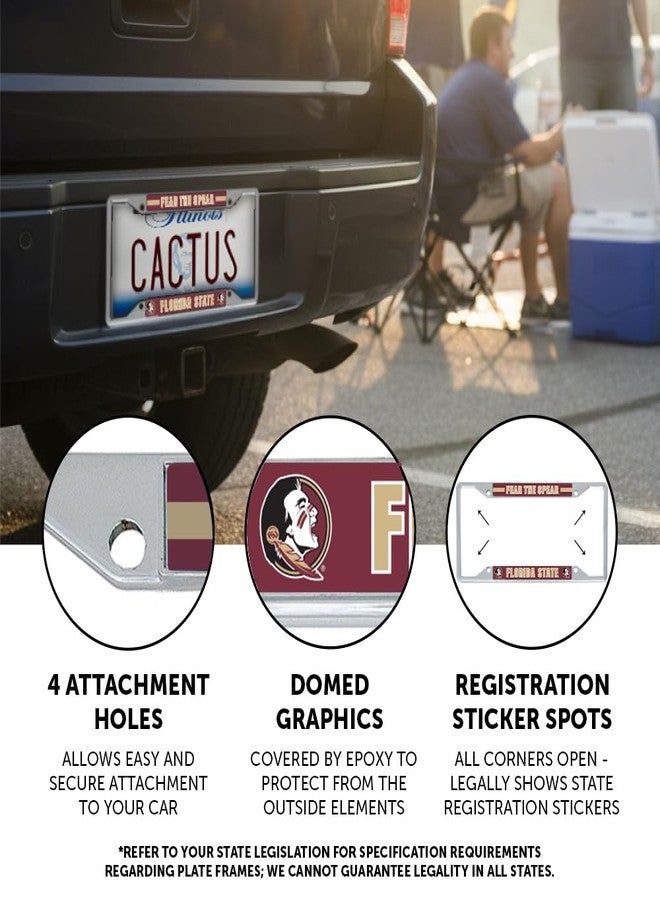 Desert Cactus Florida State University License Plate Frame Seminoles FSU Holder for Front or Back of Car Metal Car Tag Holder Officially Licensed (Slogan 2) - Image 3