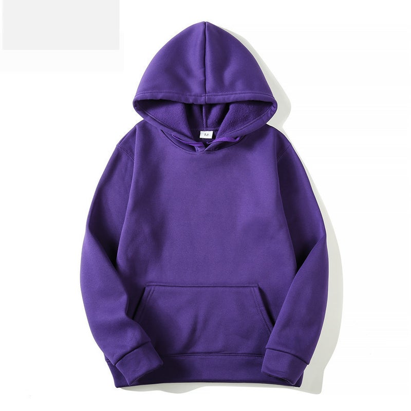 Thick Solid Color Hoodie Unisex 18 Colors Sportswear Purple 
