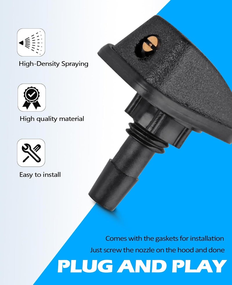 Xislet 2 Pack Universal Aimable Front Windshield Washer Nozzle Sprayer Work on Vehicle with 8mm Opening Hole in the hood Included Brass Nozzle Adjuster - Image 3