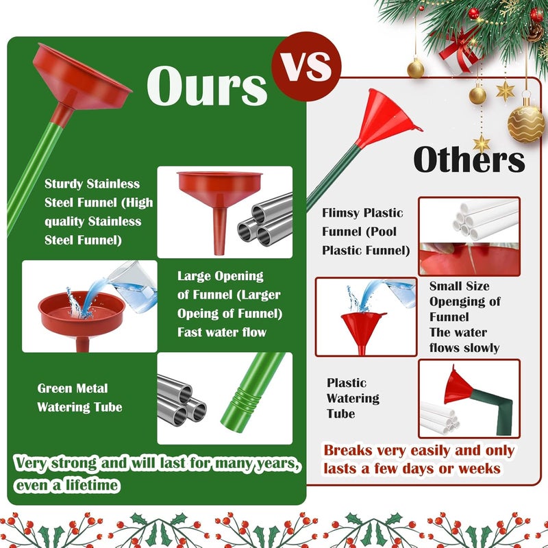 Feoang 2pack 47inch Christmas Tree Watering Funnel Christmas Tree Watering System with Large Stainless Steel Tubes Xmas Tree Watering Device Easy Assembly Plant Watering Tool for Indoor Outdoor Xmas Tree - Image 4