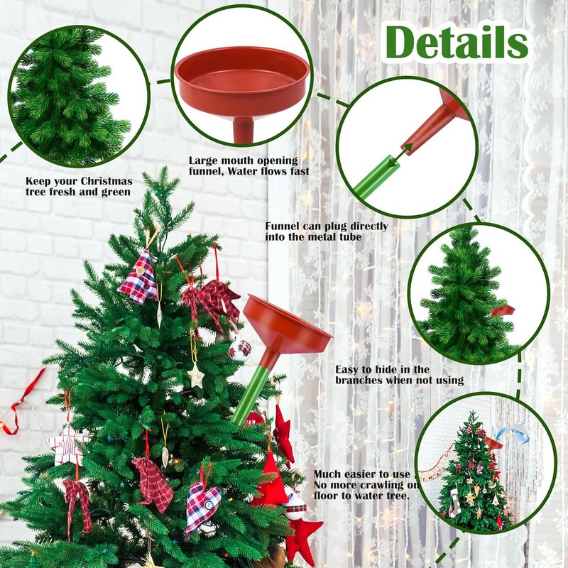 Feoang 2pack 47inch Christmas Tree Watering Funnel Christmas Tree Watering System with Large Stainless Steel Tubes Xmas Tree Watering Device Easy Assembly Plant Watering Tool for Indoor Outdoor Xmas Tree - Image 3