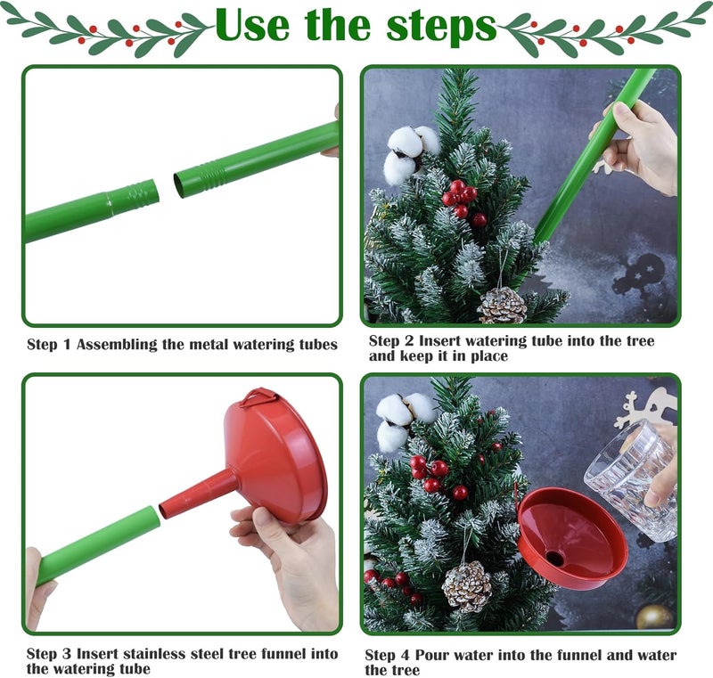 Feoang 2pack 47inch Christmas Tree Watering Funnel Christmas Tree Watering System with Large Stainless Steel Tubes Xmas Tree Watering Device Easy Assembly Plant Watering Tool for Indoor Outdoor Xmas Tree - Image 5