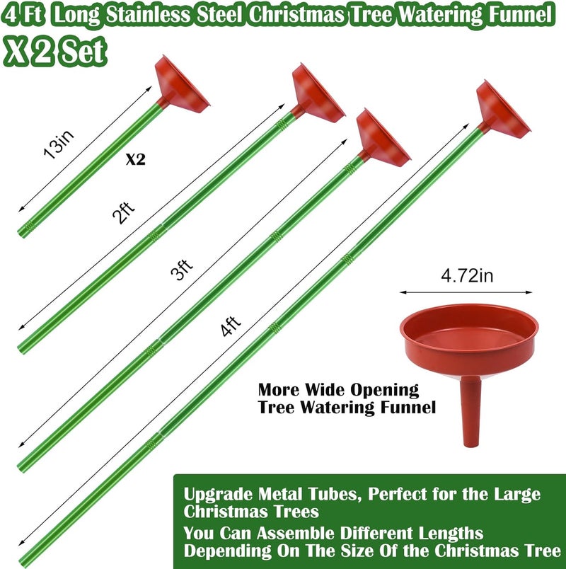 Feoang 2pack 47inch Christmas Tree Watering Funnel Christmas Tree Watering System with Large Stainless Steel Tubes Xmas Tree Watering Device Easy Assembly Plant Watering Tool for Indoor Outdoor Xmas Tree - Image 2
