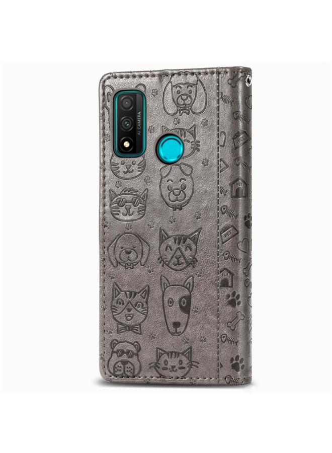 Zaboon Case For Huawei P Smart 2020 Lovely Cat and Dog Embossing Pattern Horizontal Flip Leather Case , with Holder & Card Slots & Wallet & Cartoon Clasp & Lanyard - Image 4