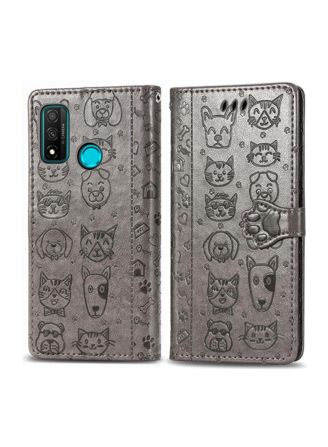 Zaboon Case For Huawei P Smart 2020 Lovely Cat and Dog Embossing Pattern Horizontal Flip Leather Case , with Holder & Card Slots & Wallet & Cartoon Clasp & Lanyard - Image 2