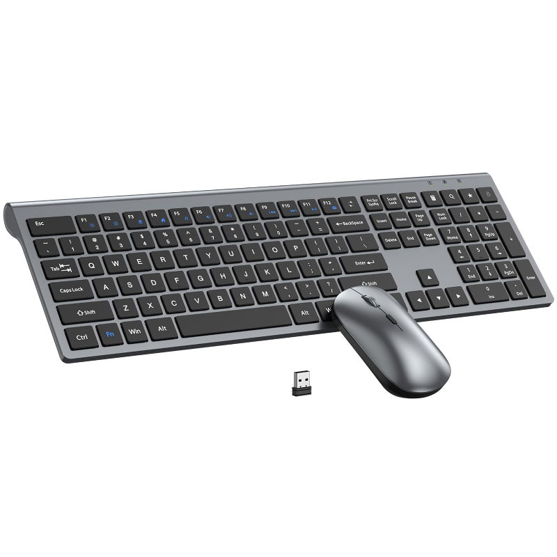 EDJO Wireless Keyboard and Mouse Combo, Full Size Keyboard and Mouse, Long Battery Life, Optical Mouse, 2.4G Lag-Free Cordless Mice Keyboard Set Ultra Slim Design for Computer, Laptop, PC, Mac, Windows - Image 1