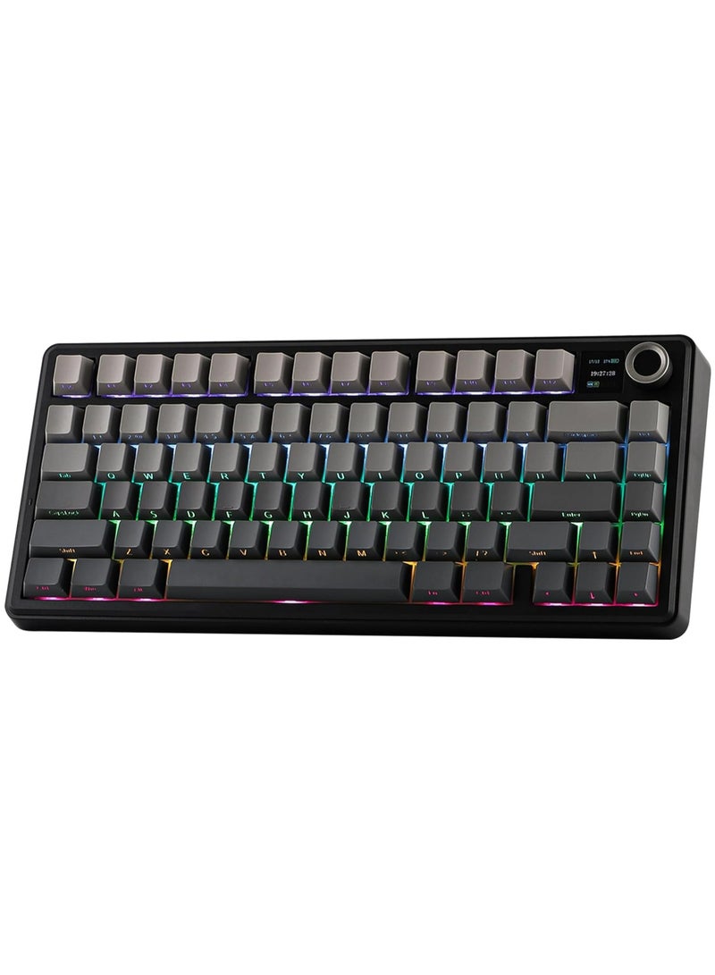 أولا لوحة مفاتيح ألعاب لاسلكية ثلاثية الأوضاع F75 MAX، شاشة TFT، مقبض، قابلة للتبديل السريع، 2.4 جيجاهرتز/Type-C/BT5.0، لون كريمي، لأجهزة الكمبيوتر/Mac/Office/الألعاب (أسود متدرج) - Image 1