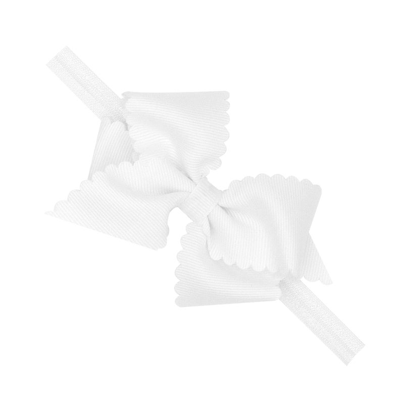 Wee Ones Baby Girls Extra Small Grosgrain Bow On Matching Elastic Band 624 Months White - Image 1