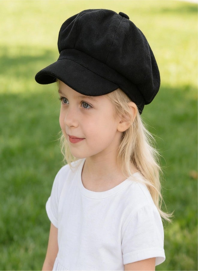 CaySep Kids Octagonal Newsboy Caps Classic Cabbie Hat Vintage Artist Beret Cap French Beret Pageboy Hat for Boys Girls 2-6Y Black - Image 5