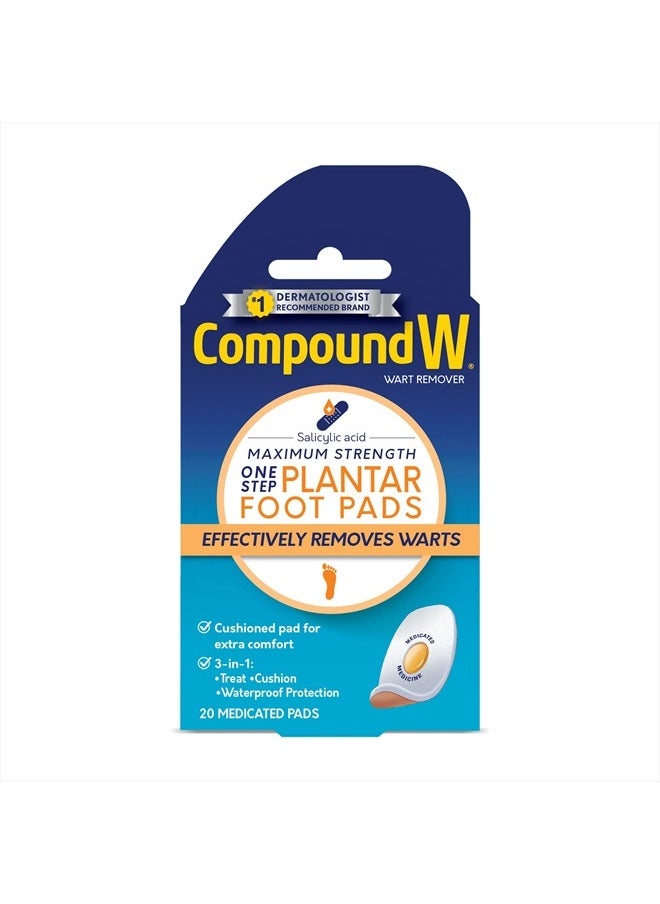 Compound W Maximum Strength One Step Plantar Wart Remover Foot Pads, 20 Count  - Image 1