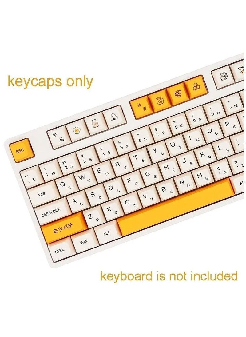 PBT Keycaps 140 Keys XDA Profile Keycaps Dye-Sub Japanese Honey Milk Keycap, ANSI Layout Keycap Suitable for Mechanical Gaming Keyboard Gateron Kailh Cherry MX Switches (Keycaps only) - Image 4