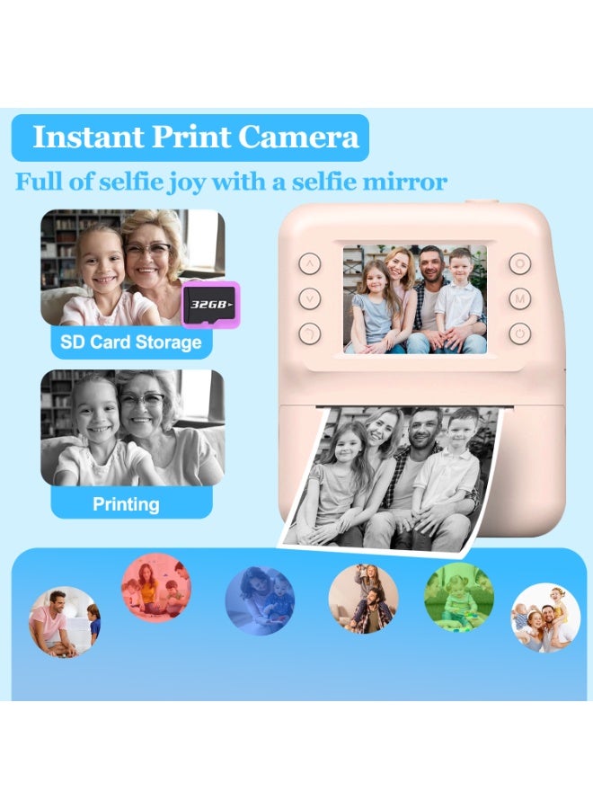 Instant Print Digital Camera for Men, Women - HD Selfie Camera with Built-in more Filters, 1080P Photo/Video Recording,Built-in Rolls Paper - Portable Mini Polaroid Printer for Travel, Valentine's Day, Christmas, Birthdays, Parties - Best Creative Gift for Couples, Friends, Family（1300mAh Rechargeable batteries） - Image 2