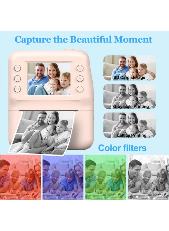 Instant Print Digital Camera for Men, Women - HD Selfie Camera with Built-in more Filters, 1080P Photo/Video Recording,Built-in Rolls Paper - Portable Mini Polaroid Printer for Travel, Valentine's Day, Christmas, Birthdays, Parties - Best Creative Gift for Couples, Friends, Family（1300mAh Rechargeable batteries） - Image 4