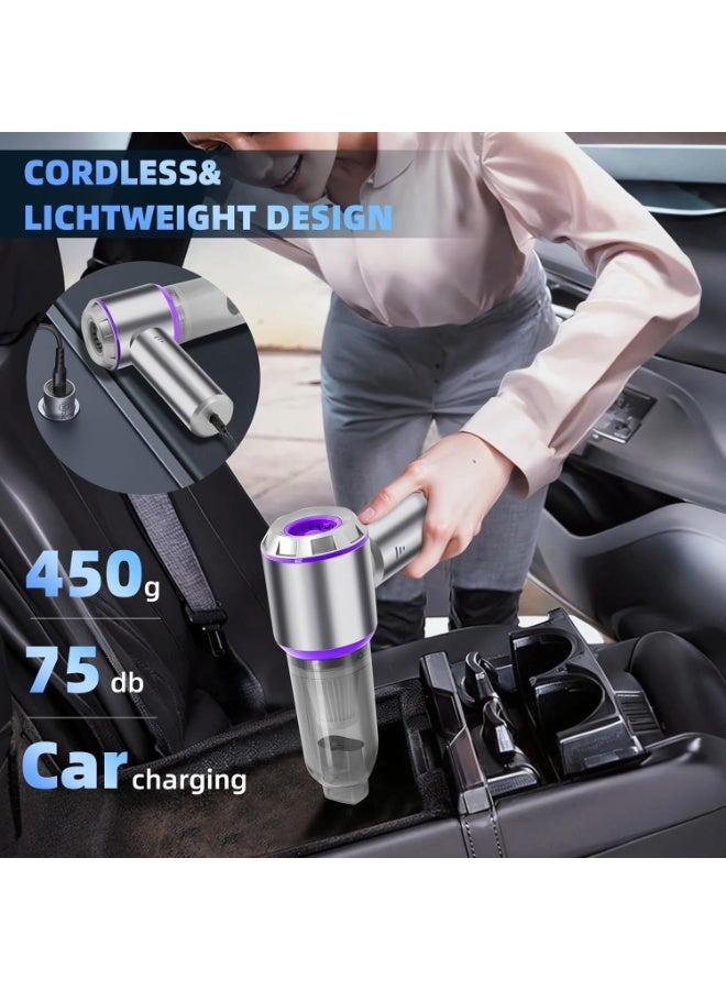 SUITU مكنسة سيارة لاسلكية، 4 في 1 مكنسة محمولة لاسلكية ومجفف هواء ومضخة، محرك بدون فرشاة بقوة شفط 15000Pa مكنسة صغيرة مع بطارية قابلة للشحن من نوع-C و7 ملحقات للسيارة، المنزل، المكتب، والتخييم - Image 3