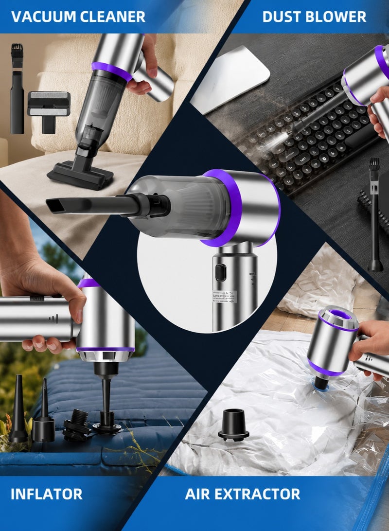 SUITU Car Vacuum Cleaner Cordless, 4-in-1 Wireless Handheld Vacuum & Air Duster & Pump, 15000Pa Brushless Motor Mini Vacuum with Type-C Rechargeable Battery & 7 Accessories for Car, Home, Office, Camping - Image 5