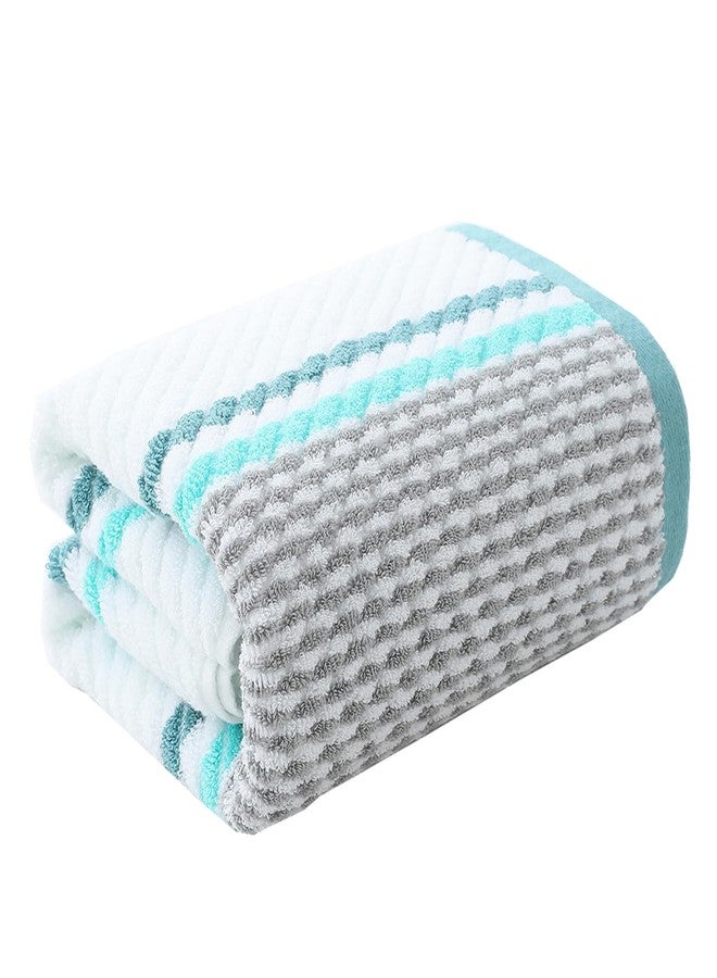 Pidada Bath Towel Striped Pattern 100% Cotton Soft Absorbent Decorative Towel for Bathroom (Green) - Image 1
