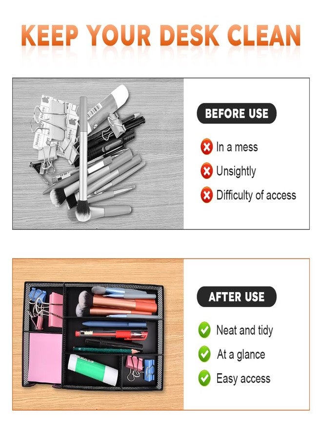 Loyanger Desk Drawer Organizer, Office Metal Mesh Drawer Divider Organizer Tray with 6 Compartments, Pen Organizer for Desk Drawers Tray Desktop Accessories(COLOR:Black) - Image 5