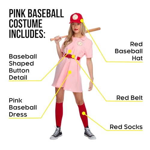 Morph - Pink Baseball Costume - Baseball Player Costume - Softball Halloween Costumes For Women - Movie Character Costumes Plus Size, Medium - Image 2