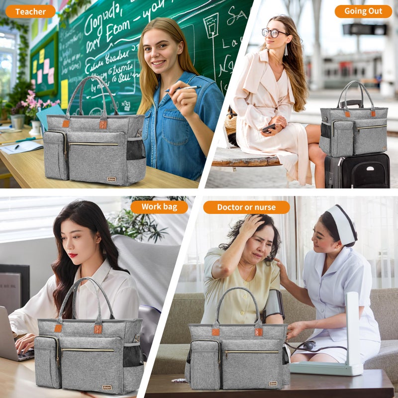 Rabjen Laptop Tote Bag, Teacher Tote Bag for Women Work 15.6 inch Laptop Work Tote Bag Nurse Tote Bag, Insulated Pocket - Image 2