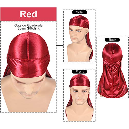Roybens 3PCS Silky Durags Pack for Men Waves, Satin Doo Rag, Award 1 Wave Cap,G - Image 2