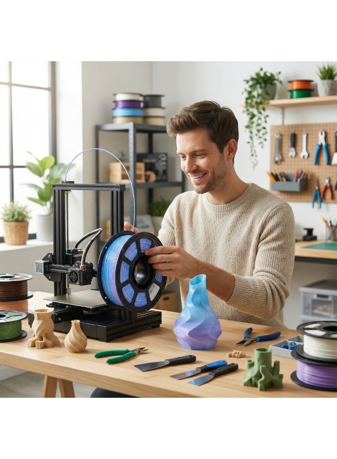 Mordely PETG 3D Printer Filament 1.75mm, Blue Purple Gradient Filament, ±0.03mm Dimensional Accuracy, Low Warping, Tangle-Free, Easy to Print, Strong Toughness, Smooth Feeding for FDM 3D Printers - Image 2