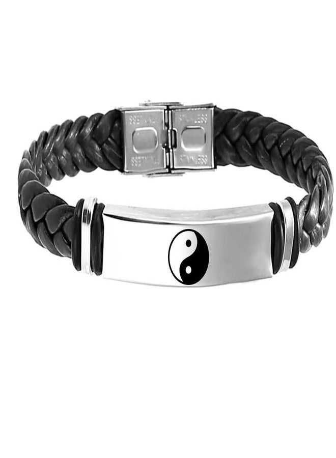 M Men Style Yin Yang Symbol Leather Weave Bracelets for Mens Women Magnetic Lock Clasp Genuine Bracelet Wristband Vintage Cuff Jewelry Friendship Couple SBr2025143 - Image 1