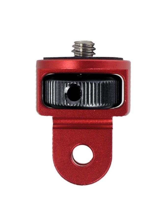 Applicable To Gopro Hero11/10 Small Ant Adapter Tripod Mini Adapter Seat Aluminum Alloy 1/4 Adapter Head-Color:Four Generations-Red + Black - Image 1