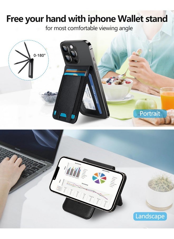 ExtreLife 2-in-1 Magsafe Wallet, Upgrade with iPhone Wallet and Adjustable Stand, Open ID Window, Magnetic Wallet for iPhone 16/15/14 Pro Max/14 Pro/14/14 Plus/13/12 Series, 9 Cards, Black-B