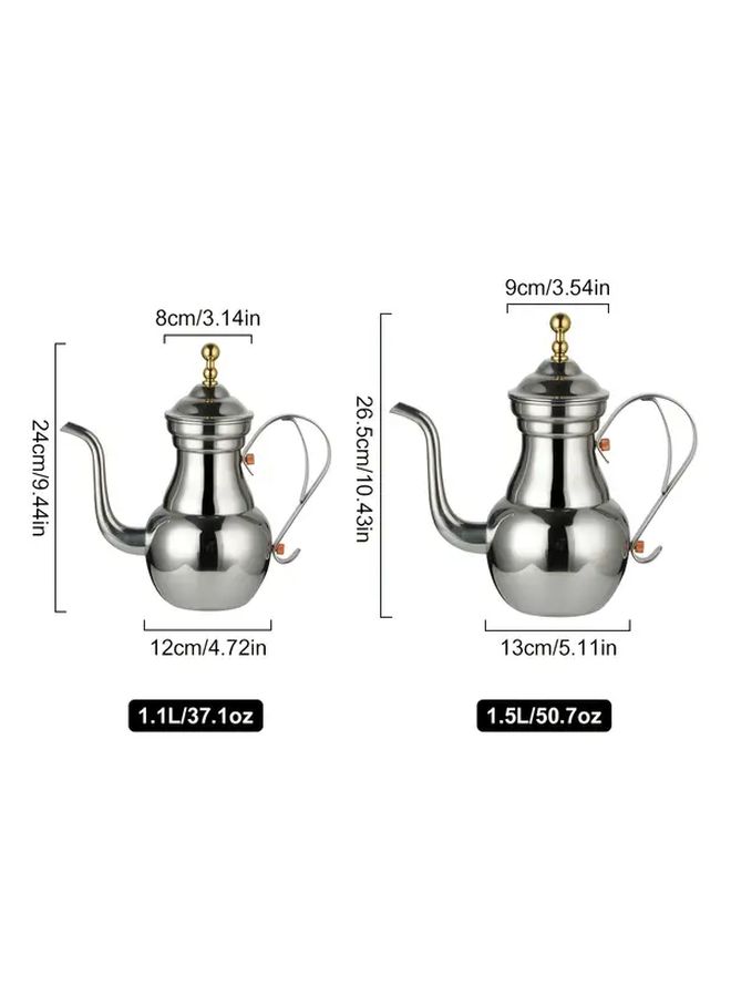 Elegant Stainless Steel Coffee Pot With Filter Golden Color Arab Style Gooseneck Kettle 50.72 Oz Durable Rust Resistant Perfect For Brewing Tea And Coffee Ideal Gift - Image 3