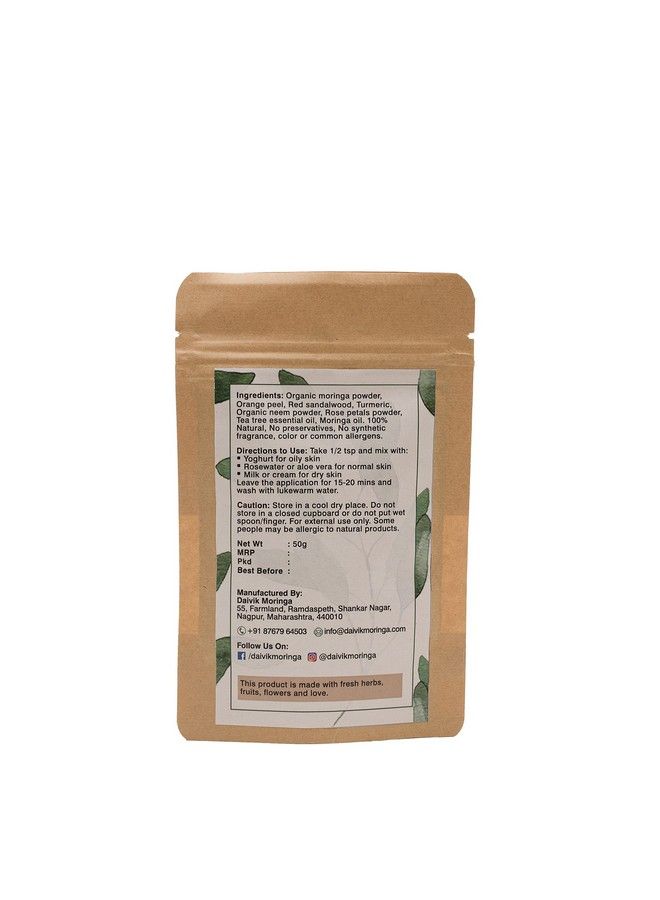 DAIVIK MORINGA GIFT OF NATURE قناع وجه إكسير البشرة لعلاج حب الشباب، شيخوخة البشرة، إزالة السمرة والتصبغات 50 جرام - Image 5