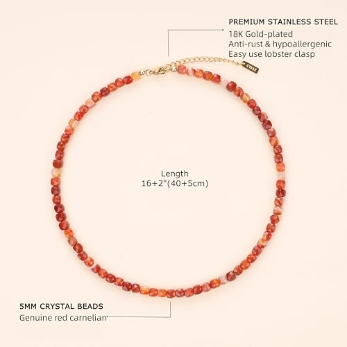 COAI Women's Crystal Necklace, Red Carnelian Necklace for Women - Image 3