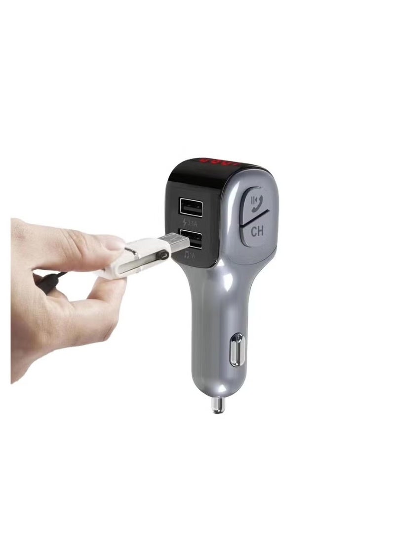 أيرلدوم 🚗 جهاز إرسال FM بتقنية البلوتوث للسيارة - محول موسيقى لاسلكي ومكالمات بدون استخدام اليدين مع شاحن سريع مزدوج USB - Image 1