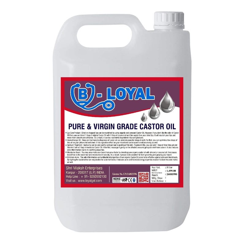 B-LOYAL Loyal Pure Virgin Grade Castor Oil for Healthy Hair and Skin 5 Ltr - Image 1