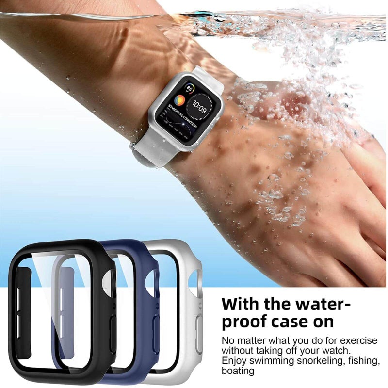 3PCS Watch Case For Apple Watch 1/2/3 Generation 42mm Series With Screen Protector Full Protection Waterproof Cushion Touch Blue + Black + Silver - Image 5