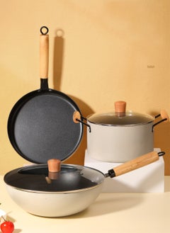 Sharpdo 3-Piece Cookware Set, Medical Stone Pots and Pans Sets, Non-Stick  Cooking Pot Set,  PFOA Free - NonStick Pot Set Wok Soup Pot 22/26/30CM  - Image 2