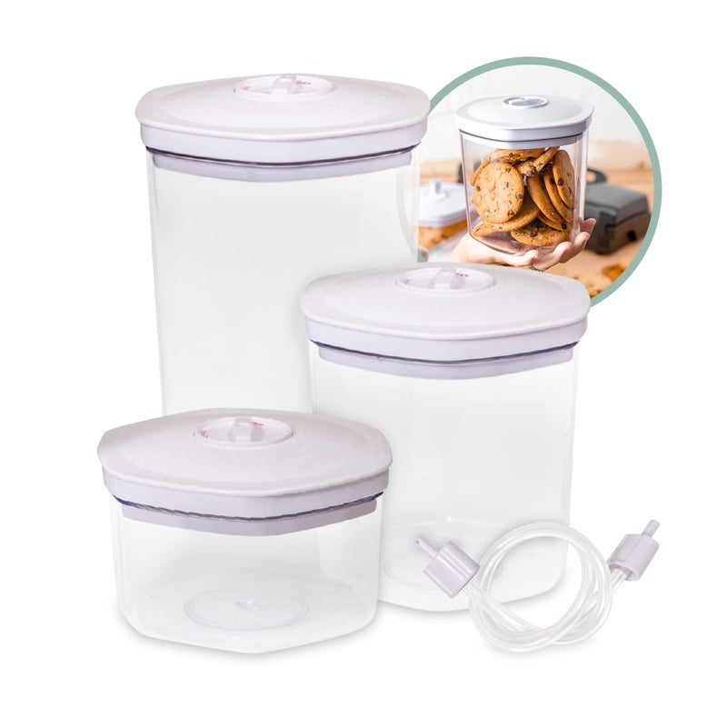 Avid Armor Avid Armor 3 Piece Vacuum Food Container Set for Home Kitchen with Accessory Hose in 2L 14L and 07L Sizes BPA Free