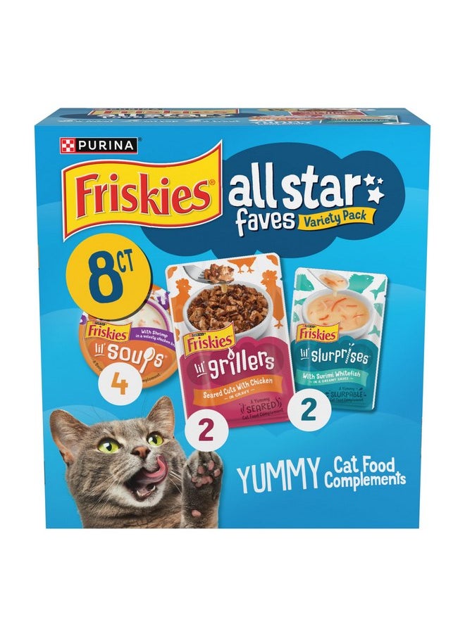 فريسكس - مجموعة متنوعة من أطعمة القطط القابلة لللعق من Purina Friskies All Star Faves - علبة مكونة من 8 قطع - Image 1