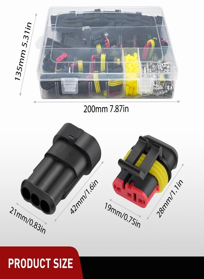 Nilight - 280 Pcs 3 Pin Electrical Connectors, Male and Female Wire Connector Waterproof 3 Way Connector for Car Truck Motorcycle Boat Set of 20 - Image 2