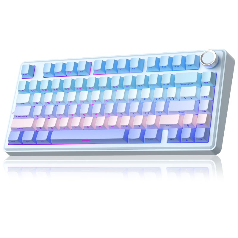 SOLAKAKA A75 75% Wireless Mechanical Keyboard, Hot Swappable Gaming Keyboard with Multifunction Knob & RGB, Gasket Mounted Creamy Keyboard, PBT Keycaps, Compact Layout for Win/Mac/PC - Image 1