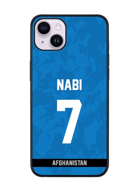 Rugged Black Edge Case iPhone 14, Slim fit Soft Case Flexible Rubber Edges Thin Cover - Player Name - Mohammad Nabi, Jersey Number- 7