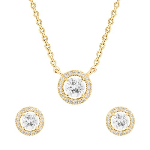 MINUTIAE Gold-Plated Crystals Studded Earring & Necklace Jewellery Set For Women's & Girls_MNT0470_SET_G - Image 1