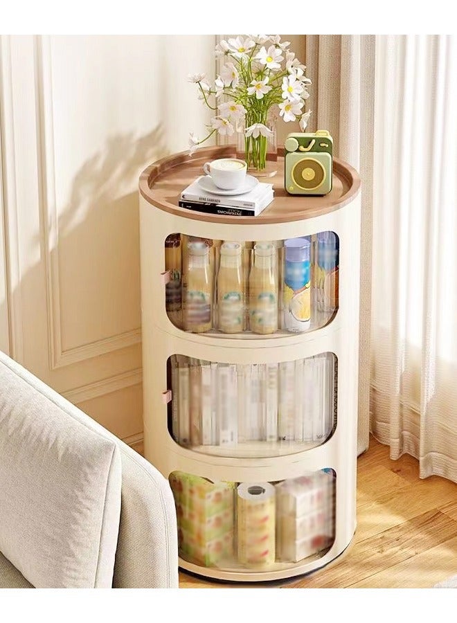 رافين خزانة تخزين دائرية بلاستيكية متعددة الأغراض، متعددة الطبقات وقابلة للفصل، مع أبواب، ومنضدة، وطاولة جانبية، وطاولة جانبية لغرفة النوم، وغرفة المعيشة، وغرفة الأطفال، مقاس 32x58 سم (مجمعة بالكامل) - Image 4