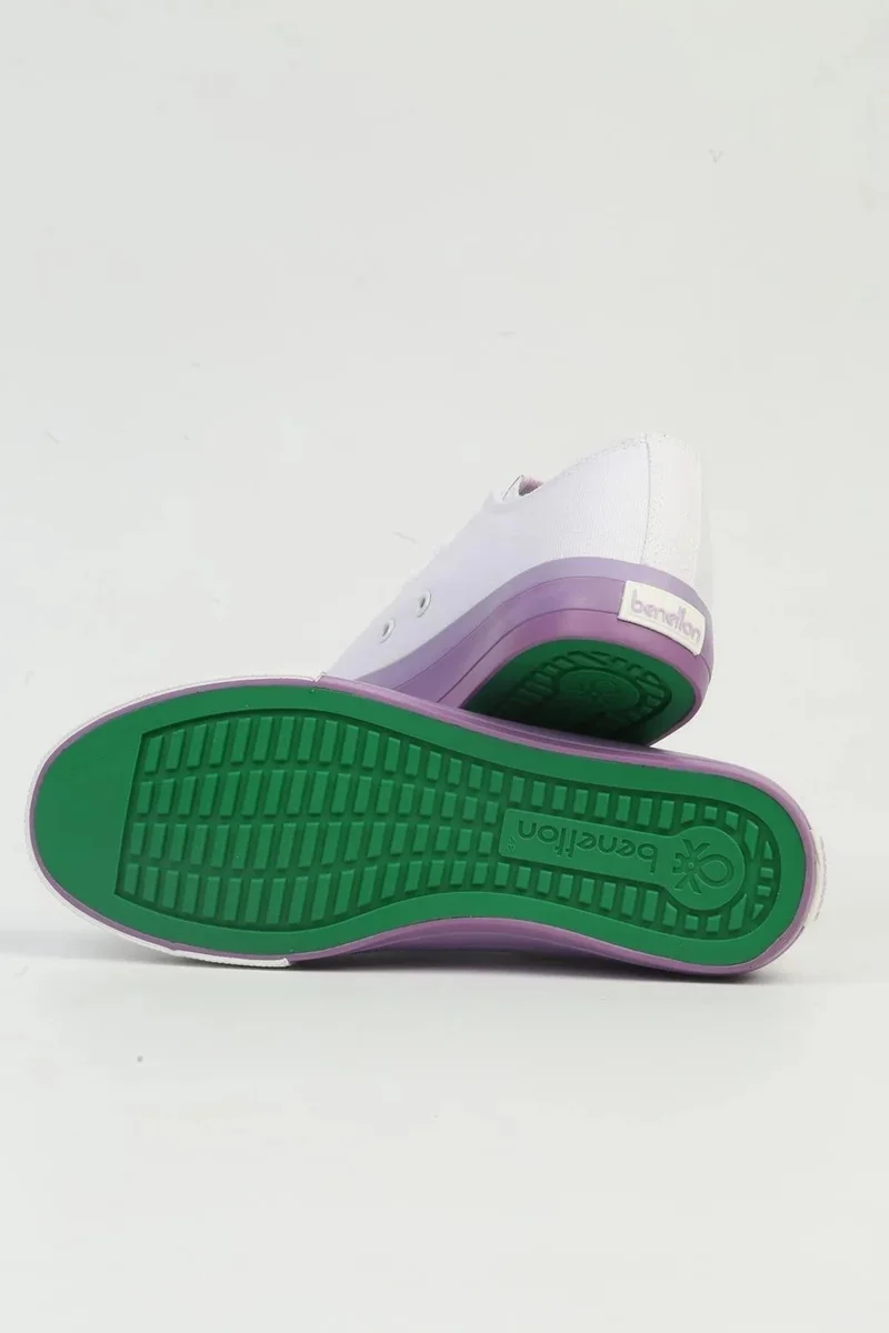 بينيتون BNI-10031 Imported White Lilac Women's Linen Sneaker Sports Shoes V2