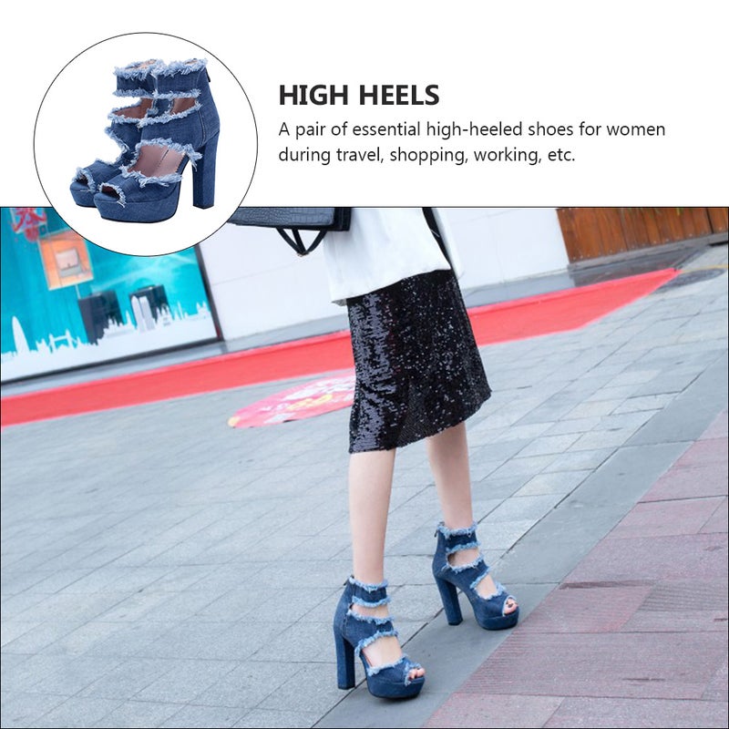 1 Pair of Heeled Sandals Fashionable High Heels Female Open-toe Sandals - Image 5