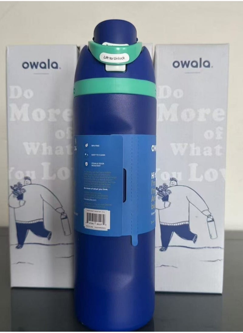 Owala - FreeSip Insulated Stainless Steel Water Bottle with Straw for Sports Travel and School BPA-Free Sports Water Bottle (Blue 24OZ) - Image 1