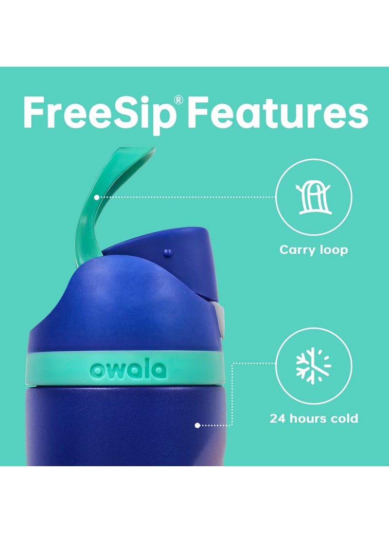 Owala - FreeSip Insulated Stainless Steel Water Bottle with Straw for Sports Travel and School BPA-Free Sports Water Bottle (Blue 24OZ) - Image 1