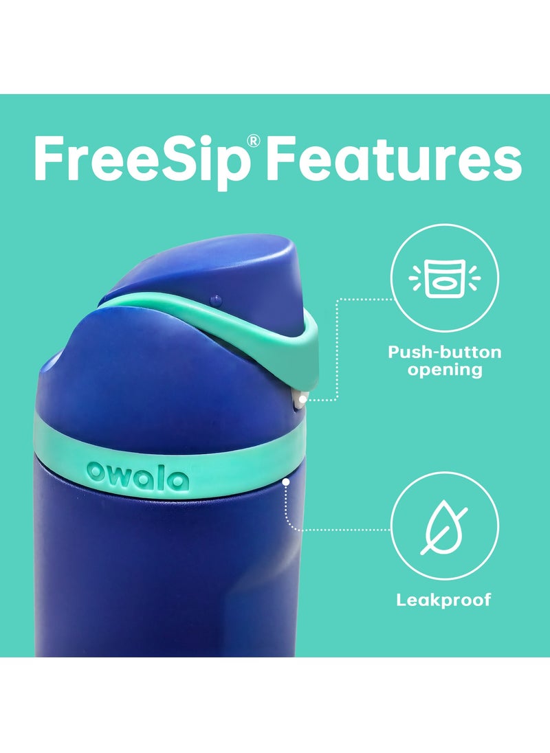 Owala - FreeSip Insulated Stainless Steel Water Bottle with Straw for Sports Travel and School BPA-Free Sports Water Bottle (Blue 24OZ) - Image 1